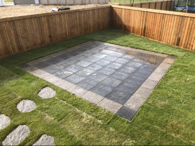 Backyard Patio with Stepping Stone Path
